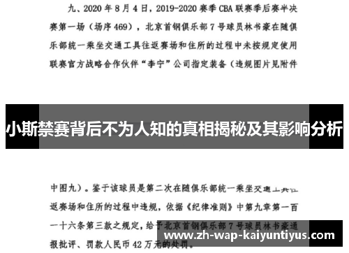 小斯禁赛背后不为人知的真相揭秘及其影响分析